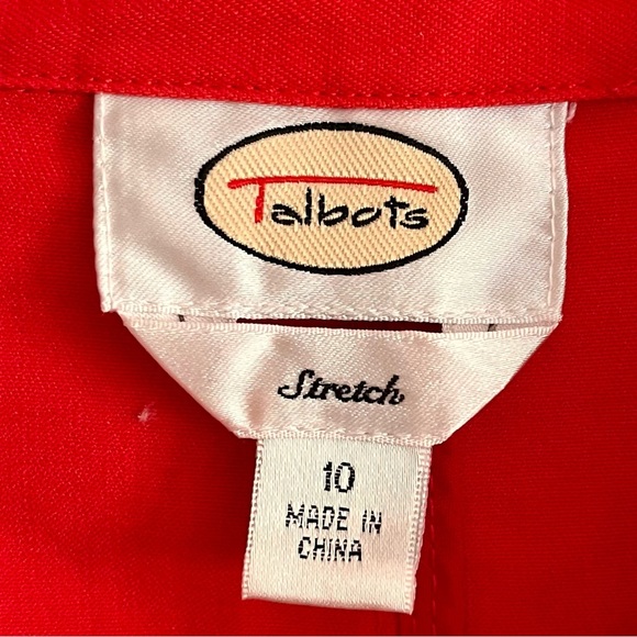 Talbot’s Stretch Women’s Red Blazer Jacket Button Front Cotton Size 10 Classic - Picture 4 of 12